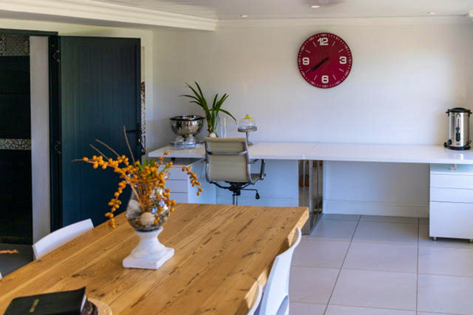 Communal dining area with refreshment counter